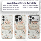 Soft Pastel Flowers Abstract Shapes Seamless Custom Name Protective Phone Case Mobile Cover Durable Everyday Smartphone Shock Resistant