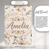 Vintage Floral Hot Air Balloon Seamless Pattern Name Cute Unique  Personalised Custom Name Super Soft Fleece Blanket Bed Sofa Throw