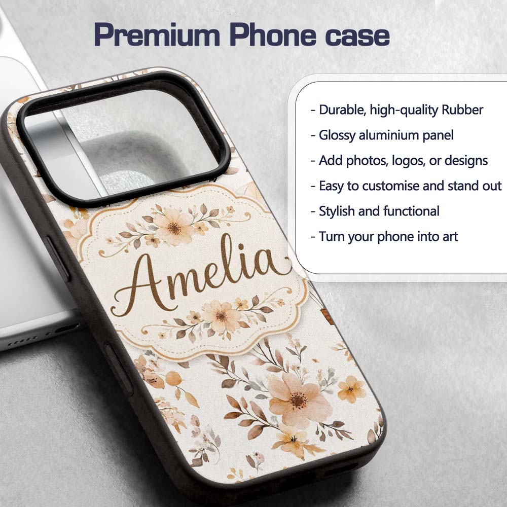 Vintage Floral Hot Air Balloon Seamless Pattern Custom Name Protective Phone Case Mobile Cover Durable Everyday Smartphone Shock Resistant