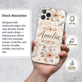 Vintage Floral Hot Air Balloon Seamless Pattern Custom Name Protective Phone Case Mobile Cover Durable Everyday Smartphone Shock Resistant