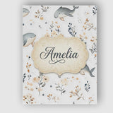 Personalised Name Cute Whales Ocean Floral Custom  Unique Gift Idea Elegant Feature Canvas Wall Art Print Decor Picture Ready to Hang