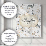 Personalised Name Cute Whales Ocean Floral Custom  Unique Gift Idea Elegant Feature Canvas Wall Art Print Decor Picture Ready to Hang