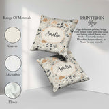 Custom Name Cute Woodland Mushrooms Floral Seamless Pattern Name Square Filled Cushion Throw Pillow Sofa Bed Home Decor Zip Washable UK Made