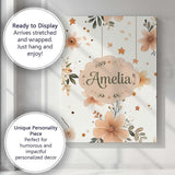 Personalised Name Boho Stars Floral Hanging Custom  Bespoke Interior Contemporary Canvas Wall Art Print Decor Picture Ready to Hang