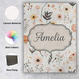 Personalised Name Neutral Mushroom Botanical Custom Bespoke  Contemporary Display Canvas Wall Art Print Decor Picture Ready to Hang