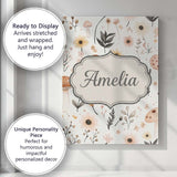 Personalised Name Moon Stars Floral Dreamy Custom  Unique Gift Idea Elegant Feature Canvas Wall Art Print Decor Picture Ready to Hang