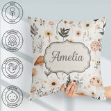 Custom Name Moon Stars Floral Dreamy Seamless Pattern Name Cute Square Filled Cushion Throw Pillow Sofa Bed Home Decor Zip Washable UK Made