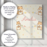 Personalised Name Cute Hamster Cartoon Animal Pattern Perfect Custom  Home Unique Canvas Wall Art Print Decor Picture Ready to Hang