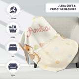 Cute Hamster Cartoon Animal Pattern Perfect Gift for Her Lovely  Personalised Custom Name Super Soft Fleece Blanket Bed Sofa Throw