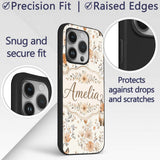Cute Fox Woodland Floral Seamless Pattern Name Custom Name Protective Phone Case Mobile Cover Durable Everyday Smartphone Shock Resistant