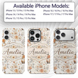 Cute Fox Woodland Floral Seamless Pattern Name Custom Name Protective Phone Case Mobile Cover Durable Everyday Smartphone Shock Resistant