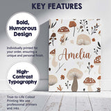 Personalised Name Neutral Mushroom Botanical Custom Bespoke  Contemporary Display Canvas Wall Art Print Decor Picture Ready to Hang