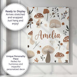Personalised Name Neutral Mushroom Botanical Custom Bespoke  Contemporary Display Canvas Wall Art Print Decor Picture Ready to Hang