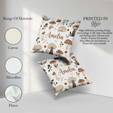 Custom Name Neutral Mushroom Botanical Autumn Seamless Name Cute Square Filled Cushion Throw Pillow Sofa Bed Home Decor Zip Washable UK Made