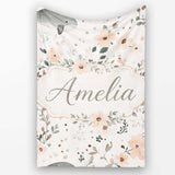 Cute Baby Whale Floral Soft Neutral Seamless Pattern Name Unique  Personalised Custom Name Super Soft Fleece Blanket Bed Sofa Throw