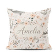 Custom Name Baby Whale Floral Soft Neutral Seamless Pattern Name Square Filled Cushion Throw Pillow Sofa Bed Home Decor Zip Washable UK Made