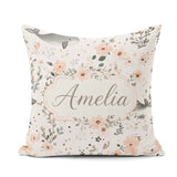 Custom Name Baby Whale Floral Soft Neutral Seamless Pattern Name Square Filled Cushion Throw Pillow Sofa Bed Home Decor Zip Washable UK Made