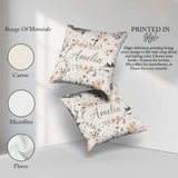 Custom Name Baby Whale Floral Soft Neutral Seamless Pattern Name Square Filled Cushion Throw Pillow Sofa Bed Home Decor Zip Washable UK Made