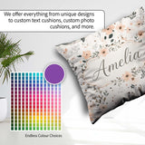 Custom Name Baby Whale Floral Soft Neutral Seamless Pattern Name Square Filled Cushion Throw Pillow Sofa Bed Home Decor Zip Washable UK Made