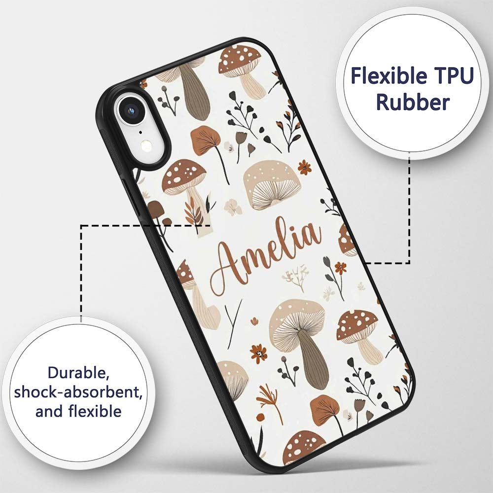 Cute Teddy Bear Floral Nursery Seamless Pattern Custom Name Protective Phone Case Mobile Cover Durable Everyday Smartphone Shock Resistant