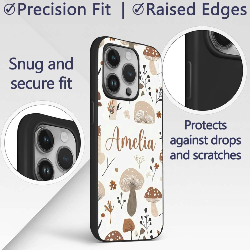 Cute Teddy Bear Floral Nursery Seamless Pattern Custom Name Protective Phone Case Mobile Cover Durable Everyday Smartphone Shock Resistant