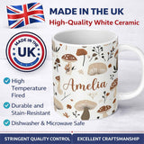 Personalized Custom Name Cute Teddy Bear Floral Nursery Seamless Pattern Name Unique Gift 11oz Ceramic Coffee Tea Mug White Large Handle