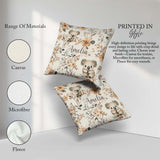 Custom Name Cute Koala Floral Nursery Soft Neutral Seamless Name Square Filled Cushion Throw Pillow Sofa Bed Home Decor Zip Washable UK Made