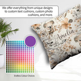 Custom Name Cute Koala Floral Nursery Soft Neutral Seamless Name Square Filled Cushion Throw Pillow Sofa Bed Home Decor Zip Washable UK Made