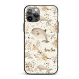 Cute Whale Dolphin Floral Neutral Printed Design Custom Name Protective Phone Case Mobile Cover Durable Everyday Smartphone Shock Resistant