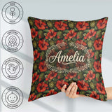 Custom Name Tropical Red Hibiscus Dark Botanical Seamless Name Square Filled Cushion Throw Pillow Sofa Bed Home Decor Zip Washable UK Made