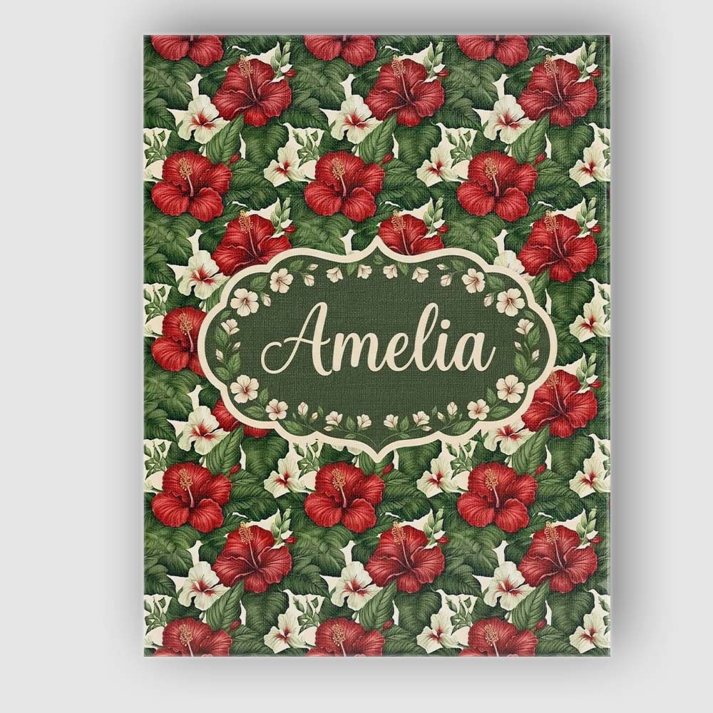 Personalised Name Tropical Hibiscus White Custom  Unique Gift Idea Elegant Feature Canvas Wall Art Print Decor Picture Ready to Hang