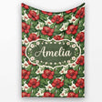 Tropical Hibiscus White Red Botanical Seamless Pattern Name Cute  Personalised Custom Name Super Soft Fleece Blanket Bed Sofa Throw