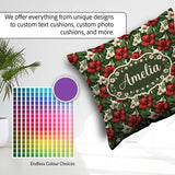 Custom Name Tropical Hibiscus White Red Botanical Seamless Name Square Filled Cushion Throw Pillow Sofa Bed Home Decor Zip Washable UK Made