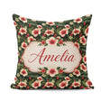 Custom Name Tropical Hibiscus Cream Red Jungle Pattern Name Cute Square Filled Cushion Throw Pillow Sofa Bed Home Decor Zip Washable UK Made