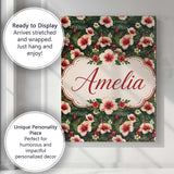 Personalised Name Tropical Hibiscus Cream Custom  Unique Gift Idea Elegant Feature Canvas Wall Art Print Decor Picture Ready to Hang