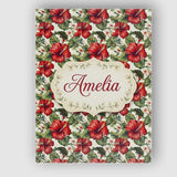 Personalised Name Tropical Red Hibiscus Custom  Modern Room Accent Elegant Feature Canvas Wall Art Print Decor Picture Ready to Hang