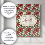 Personalised Name Tropical Red Hibiscus Custom  Modern Room Accent Elegant Feature Canvas Wall Art Print Decor Picture Ready to Hang