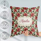 Custom Name Tropical Red Hibiscus Floral Botanical Seamless Name Square Filled Cushion Throw Pillow Sofa Bed Home Decor Zip Washable UK Made