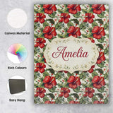 Personalised Name Tropical Red Hibiscus Custom  Modern Room Accent Elegant Feature Canvas Wall Art Print Decor Picture Ready to Hang