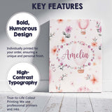 Personalised Name Soft Pink Floral Hot Air Custom  Unique Gift Idea Elegant Feature Canvas Wall Art Print Decor Picture Ready to Hang