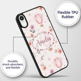 Soft Pink Floral Hot Air Balloon Printed Design Custom Name Protective Phone Case Mobile Cover Durable Everyday Smartphone Shock Resistant