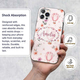 Soft Pink Floral Hot Air Balloon Printed Design Custom Name Protective Phone Case Mobile Cover Durable Everyday Smartphone Shock Resistant