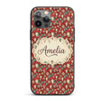 Retro Hot Air Balloon Red Sky Vintage Seamless Custom Name Protective Phone Case Mobile Cover Durable Everyday Smartphone Shock Resistant