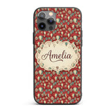 Retro Hot Air Balloon Red Sky Vintage Seamless Custom Name Protective Phone Case Mobile Cover Durable Everyday Smartphone Shock Resistant