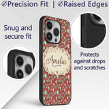 Retro Hot Air Balloon Red Sky Vintage Seamless Custom Name Protective Phone Case Mobile Cover Durable Everyday Smartphone Shock Resistant