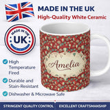 Personalized Custom Name Retro Hot Air Balloon Red Sky Vintage Seamless Pattern Name Cute 11oz Ceramic Coffee Tea Mug White Large Handle