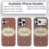 Retro Hot Air Balloon Red Sky Vintage Seamless Custom Name Protective Phone Case Mobile Cover Durable Everyday Smartphone Shock Resistant