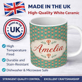 Personalized Custom Name Cute Striped Hot Air Balloon Blue Sky Seamless Pattern Name Unique 11oz Ceramic Coffee Tea Mug White Large Handle