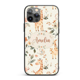 Cute Baby Giraffe Floral Nursery Seamless Pattern Custom Name Protective Phone Case Mobile Cover Durable Everyday Smartphone Shock Resistant