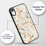 Cute Baby Giraffe Floral Nursery Seamless Pattern Custom Name Protective Phone Case Mobile Cover Durable Everyday Smartphone Shock Resistant